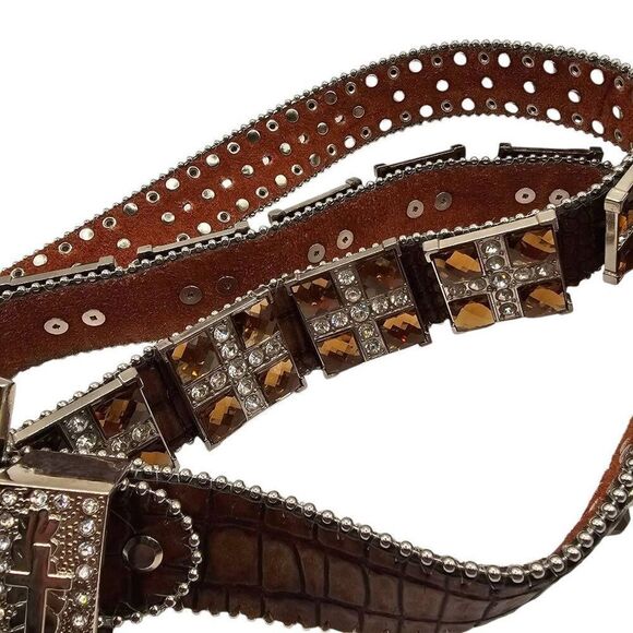 Blazin Roxx Womens Size XL Western Bling Belt orange Rhinestone Rodeo 40"-44" - Picture 3 of 7